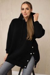 Bluza ocieplana z napami czarna. Czarne bluzy z kapturem damskie KESI, l, z bawełny. Za 238.37 zł.