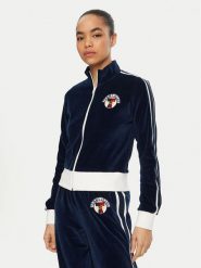 Tommy Jeans Bluza Velvet DW0DW20565 Granatowy Slim Fit. Niebieskie bluzy bez kaptura damskie Tommy Jeans, xl, z bawełny. Za 359.99 zł.