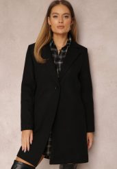 Czarny Płaszcz Jednorzędowy Bulah. Czarne płaszcze damskie Renee, l, bez wzorów, klasyczne. Za 159.99 zł.