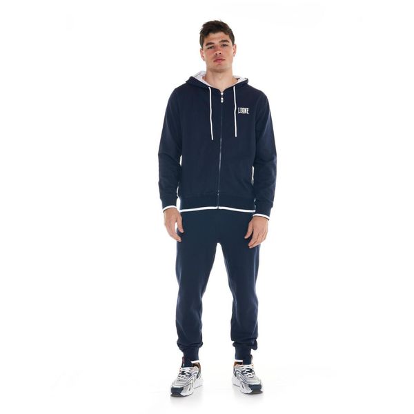 Bluza z kaptur na co dzień na siłownię. Niebieskie bluzy sportowe męskie LEONE 1947 APPAREL, bez wzorów, z bawełny, sportowe, bez kołnierzyka, bez ramiączek. W wyprzedaży za 234.67 zł.