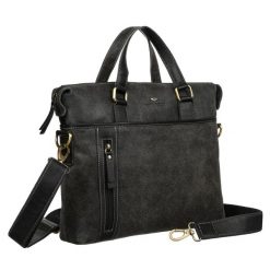 Torba męska Peterson PTN 717-SCC czarna. Czarne torby na laptopa damskie Peterson, bez wzorów, ze skóry. Za 349.99 zł.