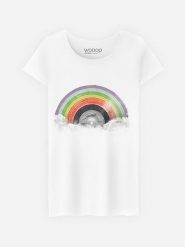 WOOOP Koszulka "Rainbow Classics" w kolorze białym rozmiar: XXL. Białe bluzki damskie Wooop, xxl, bez wzorów, z bawełny, bez kołnierzyka. Za 48.28 zł.