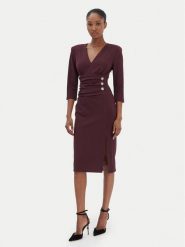 Rinascimento Sukienka koktajlowa CFC0020161002 Bordowy Slim Fit. Czerwone sukienki damskie RINASCIMENTO, m, bez wzorów, z syntetyku, wizytowe, bez kołnierzyka, bez ramiączek. Za 439.99 zł.