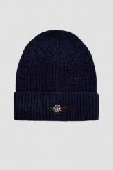 AERONAUTICA MILITARE Granatowa męska czapka Tricolor Eagle Beanie. Niebieskie czapki męskie AERONAUTICA MILITARE, bez wzorów. W wyprzedaży za 139.99 zł.