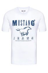 MUSTANG T SHIRT BASIC PRINT TEE GENERAL WHITE 1008372 2045. Białe t-shirty męskie Mustang, na jesień, m, bez wzorów, z bawełny, bez kołnierzyka. Za 69.99 zł.