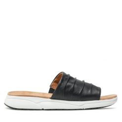 Klapki Caprice. Czarne klapki damskie Caprice, bez wzorów, bez obcasa. Za 169.99 zł.
