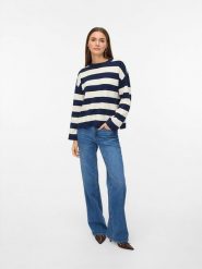 Vero Moda Sweter w kolorze granatowo-kremowym rozmiar: XXL. Brązowe swetry klasyczne damskie Vero Moda, xxl, bez kołnierzyka. Za 101.23 zł.