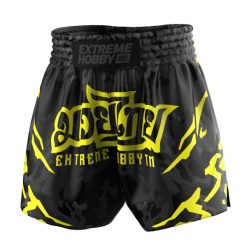 Spodenki Muay Thai męskie EXTREME HOBBY BLACK PANTHER. Białe szorty męskie EXTREME HOBBY, z poliesteru, bez kołnierzyka. Za 209.00 zł.