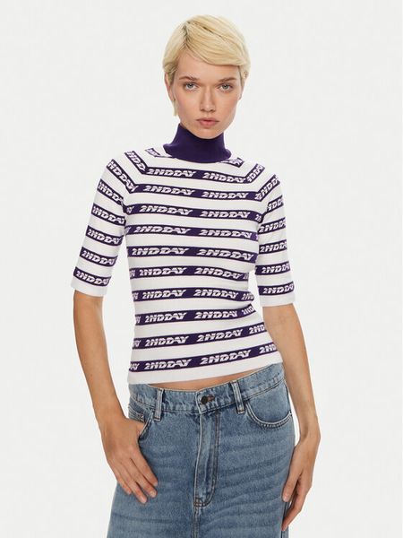 2NDDAY Sweter Matt 2245345404 Niebieski Slim Fit. Niebieskie swetry klasyczne damskie 2NDDAY, s, z syntetyku, bez kołnierzyka. Za 479.99 zł.