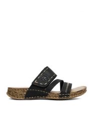 Rieker Klapki 61150-01 Czarny. Czarne klapki damskie Rieker, bez wzorów, ze skóry, bez obcasa. Za 249.99 zł.