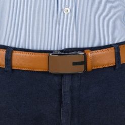 Pasek męski skórzany 3,5 cm klamra automatyczna Beltimore camel 50-551 : Kolory - brązowy, beżowy, Rozmiar pasków - r.105-120 cm. Brązowe paski męskie bez wzorów, ze skóry, wizytowe. Za 64.99 zł.