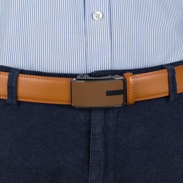 Pasek męski skórzany 3,5 cm klamra automatyczna Beltimore camel 50-551 : Kolory - brązowy, beżowy, Rozmiar pasków - r.105-120 cm. Brązowe paski męskie bez wzorów, ze skóry, wizytowe. Za 64.99 zł.