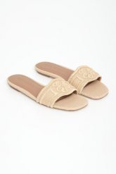 Klapki damskie z rafii EMPORIO ARMANI. Klapki damskie Emporio Armani, bez wzorów, bez obcasa. Za 1,399.00 zł.