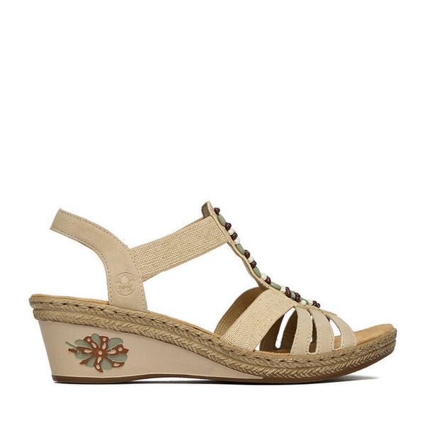 Sandały Rieker. Brązowe sandały damskie Rieker, bez wzorów, bez obcasa, na koturnie. Za 319.99 zł.