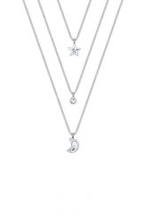Elli Damski pierścionek Layer Look Moon Star z kryształkami ze srebra próby 925 sterling silver Naszyjniki 1 ct. Szare naszyjniki damskie Elli, srebrne. Za 333.99 zł.