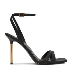 Sandały Eva Minge. Czarne sandały damskie Eva Minge, bez wzorów, bez obcasa, na szpilce. Za 449.99 zł.