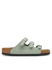 Birkenstock Klapki Florida 1030319 Zielony. Zielone klapki damskie Birkenstock, bez wzorów, z nubiku, bez obcasa. Za 529.99 zł.