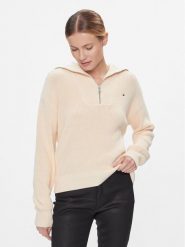 Tommy Hilfiger Sweter Co Cardi Stitch 1/2 Zip Swt WW0WW42420 Żółty Regular Fit. Żółte swetry klasyczne damskie Tommy Hilfiger, xxl, z bawełny, bez kołnierzyka. Za 459.99 zł.