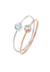 Elli Damski pierścionek do łączenia 2 części soliter Basic Bi-color w pozłacanym srebrze 925 Sterling Silver Pierścionki 1 ct. Szare pierścionki damskie Elli, z kryształem, pozłacane. Za 168.99 zł.