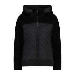 Kurtka z kapturem wooltech damska CMP Teddy Fur effect. Czarne kurtki damskie CMP, bez wzorów, z materiału, z kapturem. Za 662.65 zł.