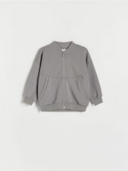 Bluza oversize - ciemnoszary. Szare bluzy i bluzki niemowlęce Reserved, bez wzorów, z dzianiny, bez ramiączek, bez kaptura. W wyprzedaży za 27.99 zł.