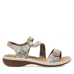 Sandały Rieker. Sandały damskie Rieker, bez wzorów, bez obcasa, na płaskiej podeszwie. Za 299.99 zł.