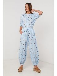 Lin Passion Spodnie materiałowe w kolorze błękitnym rozmiar: 40/42. Niebieskie spodnie materiałowe damskie Lin Passion, bez wzorów, z bawełny, klasyczne, z standardowym stanem. Za 108.99 zł.