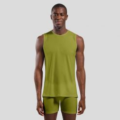 Koszulka męska ODLO BL TOP crew neck singlet ACTIVE LIGHT. Zielone t-shirty sportowe męskie Odlo, m, bez ramiączek, trekkingowe. Za 149.99 zł.