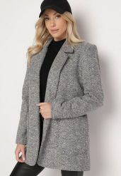 Czarno-Biała Niezapinana Marynarka z Kieszeniami i Poduszkami w Ramionach Avalissa. Czarne marynarki i żakiety damskie Born2be, l, bez wzorów, z dzianiny. Za 239.99 zł.