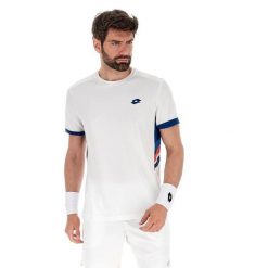 Koszulka tenisowa męska Lotto Squadra III Tee. Białe t-shirty sportowe męskie Lotto, m, z materiału, bez ramiączek, na fitness i siłownię. Za 145.00 zł.