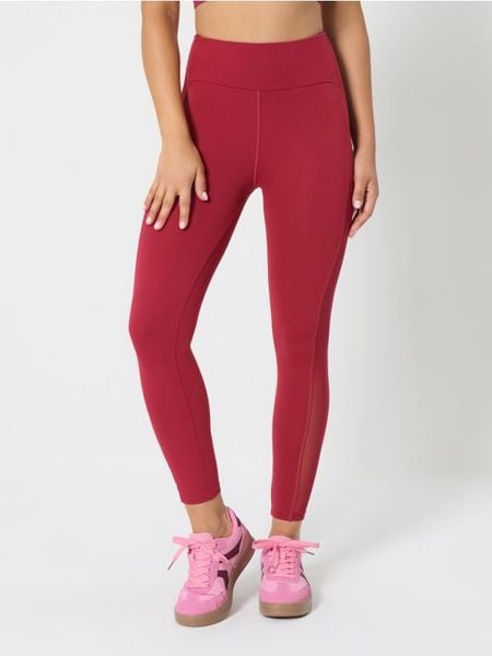 Legginsy sportowe - bordowy. Czerwone legginsy damskie Sinsay, l, bez wzorów. Za 39.99 zł.
