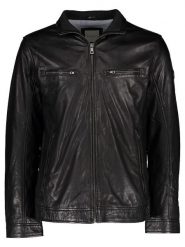 Bugatti Skórzana kurtka w kolorze czarnym rozmiar: 58. Czarne kurtki męskie Bugatti, bez wzorów, ze skóry, bez kaptura. Za 891.99 zł.