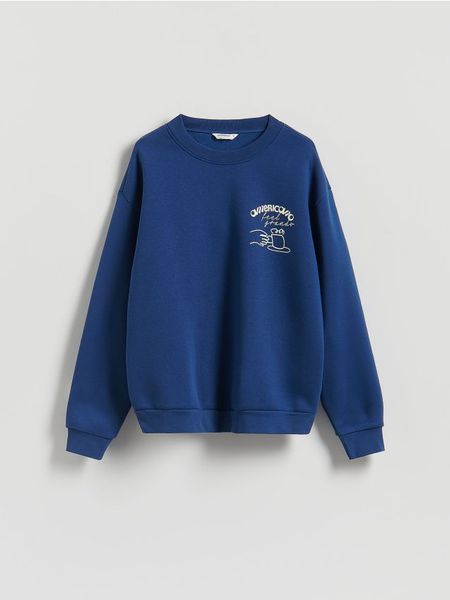 Bluza comfort fit z nadrukiem - jasnoniebieski. Niebieskie bluzy bez kaptura męskie Reserved, l, z bawełny. W wyprzedaży za 89.99 zł.