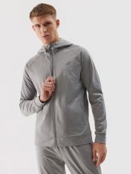4F Bluza treningowa rozpinana z kapturem męska - szara 3XL. Szare bluzy sportowe męskie 4f, bez wzorów, z dzianiny, sportowe, bez kołnierzyka, bez ramiączek. W wyprzedaży za 99.99 zł.