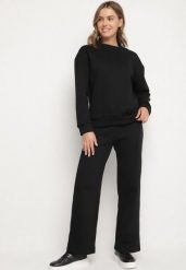Czarny Bawełniany Komplet Dresowy Oversize z Ociepleniem Bluza i Spodnie Cantila. Czarne bluzy bez kaptura damskie Born2be, z bawełny. Za 129.99 zł.