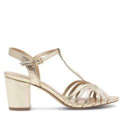 Sandały Clara Barson. Żółte sandały damskie Clara Barson, bez wzorów, bez obcasa, na słupku. Za 119.99 zł.