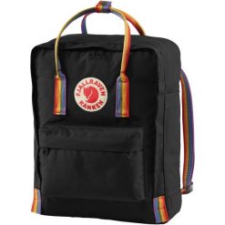 Plecak turystyczny Fjallraven Kanken Rainbow. Czarne plecaki damskie Fjällräven, bez wzorów, z materiału, biznesowe. Za 370.69 zł.