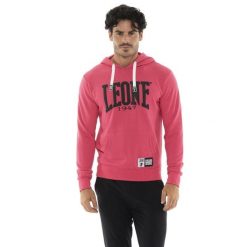 Bluza z bawełna z kaptur na co dzień na siłownię. Fioletowe bluzy sportowe męskie LEONE 1947 APPAREL, bez wzorów, z bawełny, sportowe, bez kołnierzyka, bez ramiączek. W wyprzedaży za 124.24 zł.