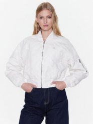 Calvin Klein Jeans Kurtka bomber J20J220343 Biały Relaxed Fit. Białe kurtki damskie Calvin Klein Jeans, l, bez wzorów, z jeansu, bez kaptura. Za 689.99 zł.