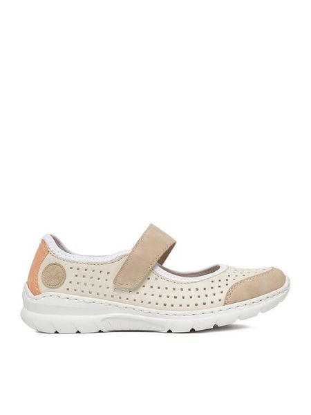 Rieker Baleriny CEO-L32B5-81 Écru. Baleriny damskie Rieker, bez wzorów, ze skóry, bez obcasa, na płaskiej podeszwie. Za 319.99 zł.