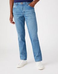 WRANGLER GREENSBORO MĘSKIE SPODNIE JEANSOWE NATURAL INDIGO W15QCU29X 112145824. Niebieskie spodnie materiałowe męskie Wrangler, bez wzorów, z jeansu. Za 209.99 zł.