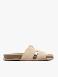 Beżowe klapki H. Brązowe klapki damskie Ryłko, bez wzorów, ze skóry, bez obcasa, na płaskiej podeszwie. Za 349.99 zł.