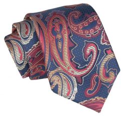 Krawat - ALTIES - Duże Paisley, Granat. Niebieskie krawaty i muchy męskie Alties, bez wzorów, z tkaniny, eleganckie. Za 49.00 zł.