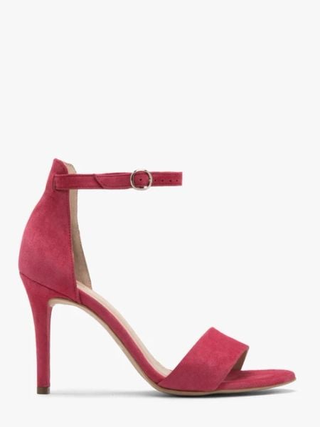 Sandały na szpilce w kolorze fuksji. Fioletowe sandały damskie Ryłko, bez wzorów, ze skóry, bez obcasa, na szpilce. Za 379.99 zł.