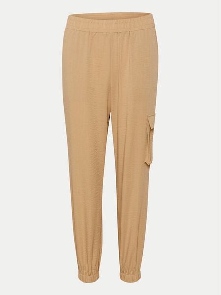 Kaffe Spodnie materiałowe Moria 10552262 Beżowy Relaxed Fit. Brązowe spodnie materiałowe damskie Kaffe, bez wzorów, z materiału. Za 139.99 zł.