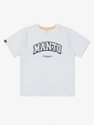 Koszulka sportowa MANTO Warszawa oversize z krótkim rękawem. Białe bluzki sportowe damskie Manto, xs, z bawełny, bez ramiączek. Za 62.99 zł.