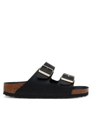 Birkenstock Klapki Arizona Hex 1029493 Czarny. Czarne klapki damskie Birkenstock, bez wzorów, ze skóry, bez obcasa. Za 359.99 zł.