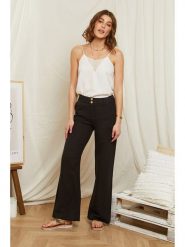 Rodier Lin Lniane spodnie w kolorze czarnym rozmiar: XL/XXL. Czarne spodnie materiałowe damskie Rodier Lin, bez wzorów, ze lnu. Za 96.60 zł.