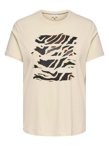 ONLY Carmakoma Koszulka w kolorze beżowym rozmiar: XS-40/42. Brązowe t-shirty damskie Only Carmakoma, xs, bez wzorów, z bawełny, bez kołnierzyka. Za 64.95 zł.