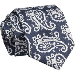 Krawat - ALTIES - Granat w Duży, Popielaty Wzór Paisley. Niebieskie krawaty i muchy męskie Alties, bez wzorów, z tkaniny, eleganckie. Za 49.00 zł.